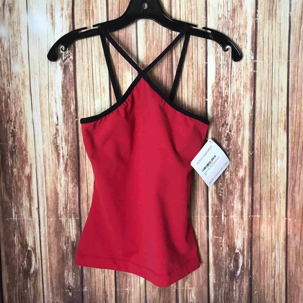 Red Strappy Tank Top with Black Trim - Women's